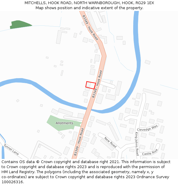 MITCHELLS, HOOK ROAD, NORTH WARNBOROUGH, HOOK, RG29 1EX: Location map and indicative extent of plot
