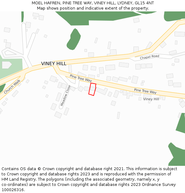 MOEL HAFREN, PINE TREE WAY, VINEY HILL, LYDNEY, GL15 4NT: Location map and indicative extent of plot