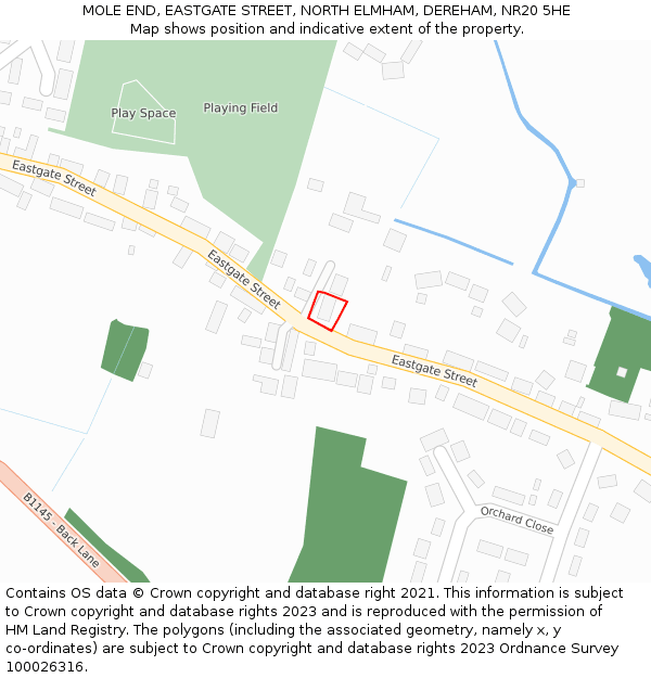 MOLE END, EASTGATE STREET, NORTH ELMHAM, DEREHAM, NR20 5HE: Location map and indicative extent of plot
