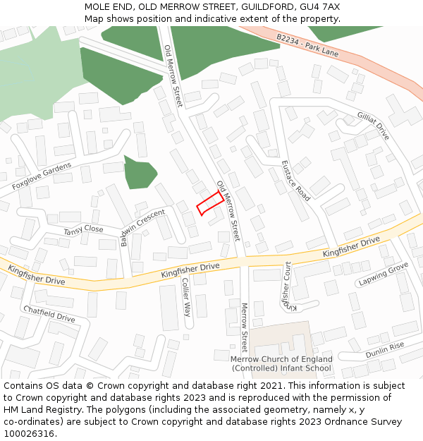 MOLE END, OLD MERROW STREET, GUILDFORD, GU4 7AX: Location map and indicative extent of plot