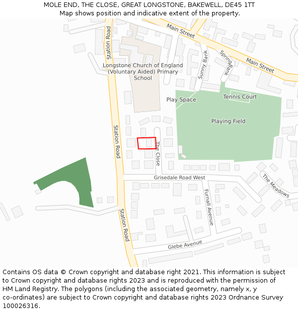 MOLE END, THE CLOSE, GREAT LONGSTONE, BAKEWELL, DE45 1TT: Location map and indicative extent of plot