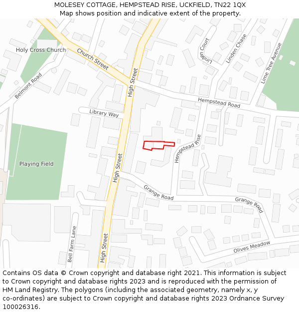 MOLESEY COTTAGE, HEMPSTEAD RISE, UCKFIELD, TN22 1QX: Location map and indicative extent of plot