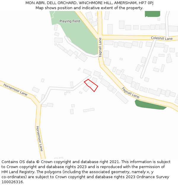 MON ABRI, DELL ORCHARD, WINCHMORE HILL, AMERSHAM, HP7 0PJ: Location map and indicative extent of plot