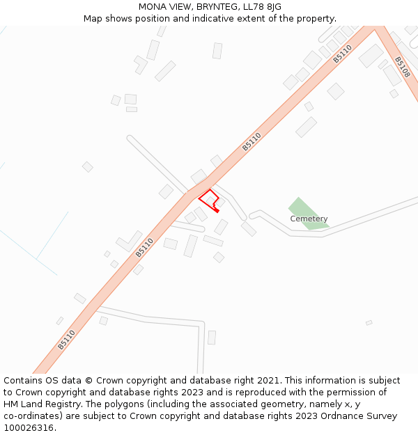 MONA VIEW, BRYNTEG, LL78 8JG: Location map and indicative extent of plot