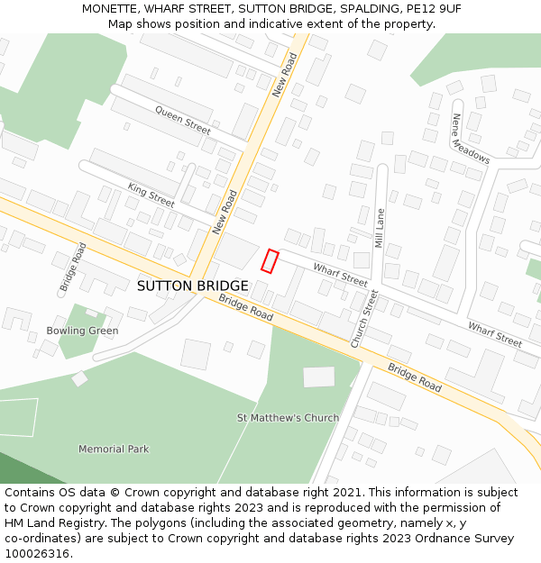 MONETTE, WHARF STREET, SUTTON BRIDGE, SPALDING, PE12 9UF: Location map and indicative extent of plot