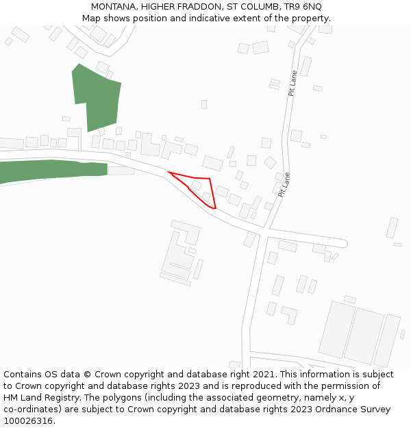 MONTANA, HIGHER FRADDON, ST COLUMB, TR9 6NQ: Location map and indicative extent of plot