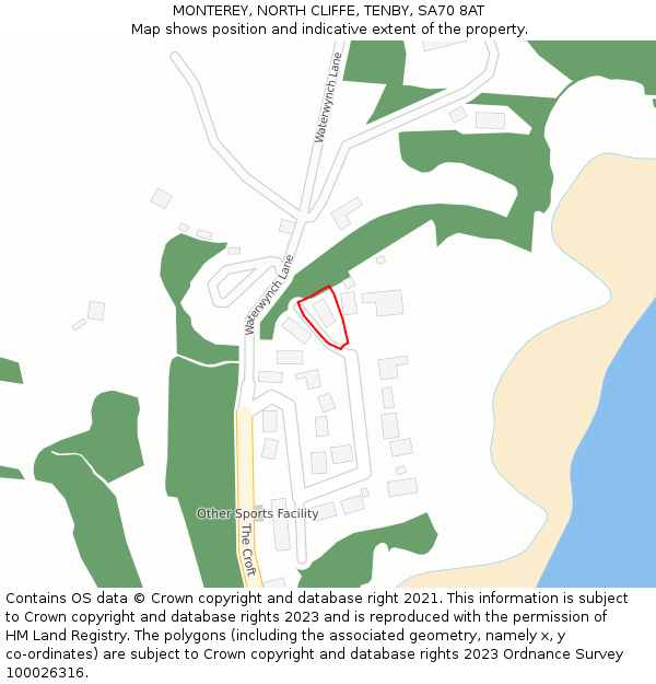 MONTEREY, NORTH CLIFFE, TENBY, SA70 8AT: Location map and indicative extent of plot