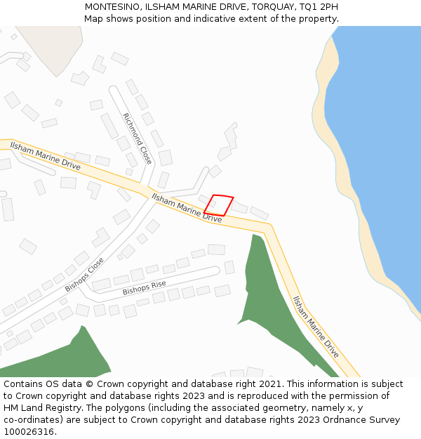 MONTESINO, ILSHAM MARINE DRIVE, TORQUAY, TQ1 2PH: Location map and indicative extent of plot