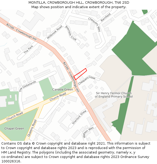 MONTILLA, CROWBOROUGH HILL, CROWBOROUGH, TN6 2SD: Location map and indicative extent of plot