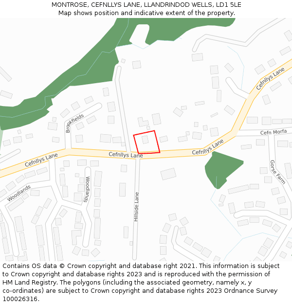 MONTROSE, CEFNLLYS LANE, LLANDRINDOD WELLS, LD1 5LE: Location map and indicative extent of plot