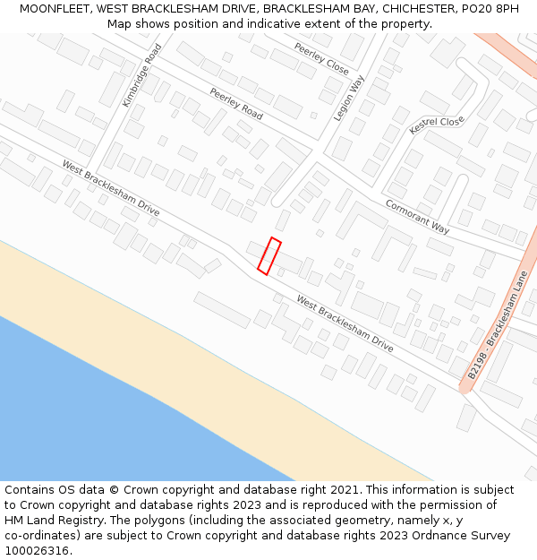 MOONFLEET, WEST BRACKLESHAM DRIVE, BRACKLESHAM BAY, CHICHESTER, PO20 8PH: Location map and indicative extent of plot