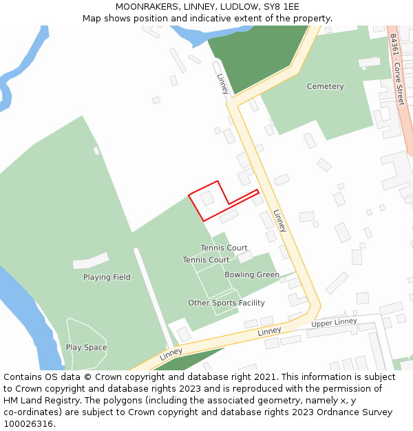 MOONRAKERS, LINNEY, LUDLOW, SY8 1EE: Location map and indicative extent of plot