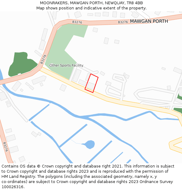 MOONRAKERS, MAWGAN PORTH, NEWQUAY, TR8 4BB: Location map and indicative extent of plot