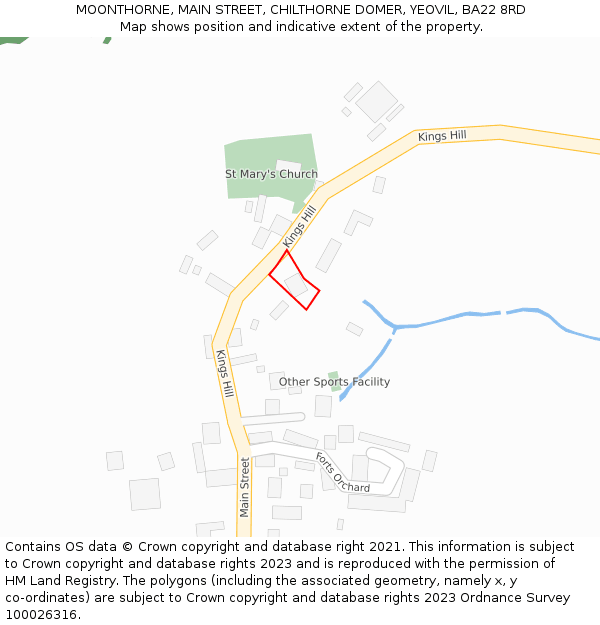 MOONTHORNE, MAIN STREET, CHILTHORNE DOMER, YEOVIL, BA22 8RD: Location map and indicative extent of plot