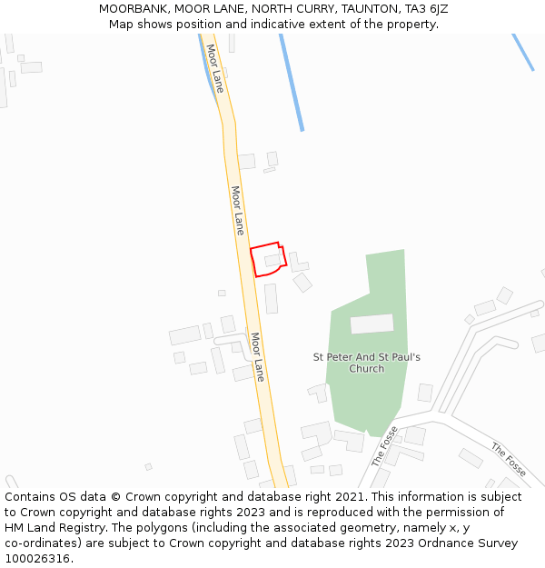 MOORBANK, MOOR LANE, NORTH CURRY, TAUNTON, TA3 6JZ: Location map and indicative extent of plot