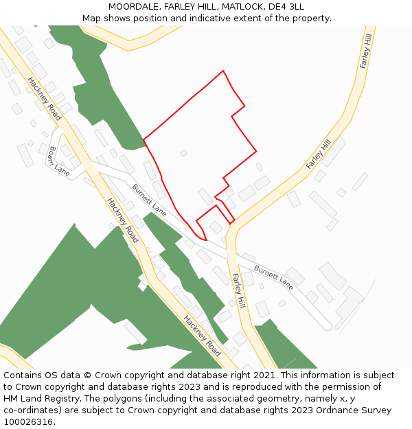 MOORDALE, FARLEY HILL, MATLOCK, DE4 3LL: Location map and indicative extent of plot