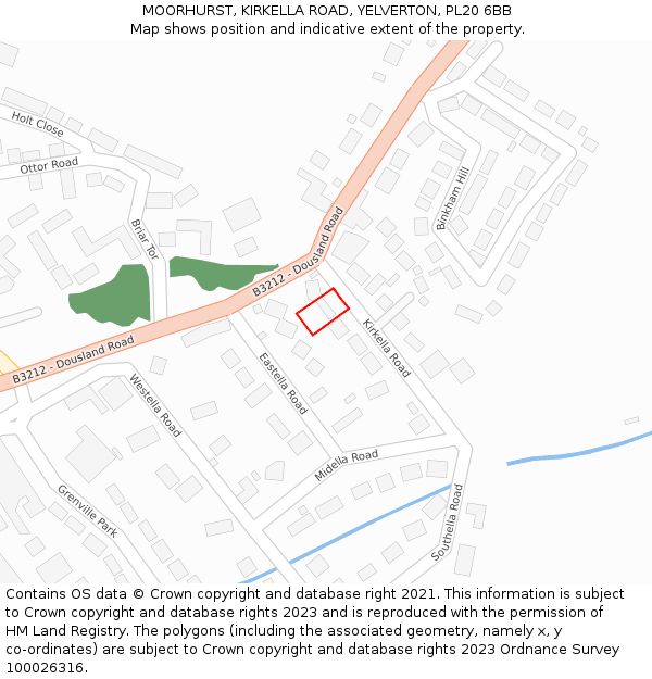 MOORHURST, KIRKELLA ROAD, YELVERTON, PL20 6BB: Location map and indicative extent of plot