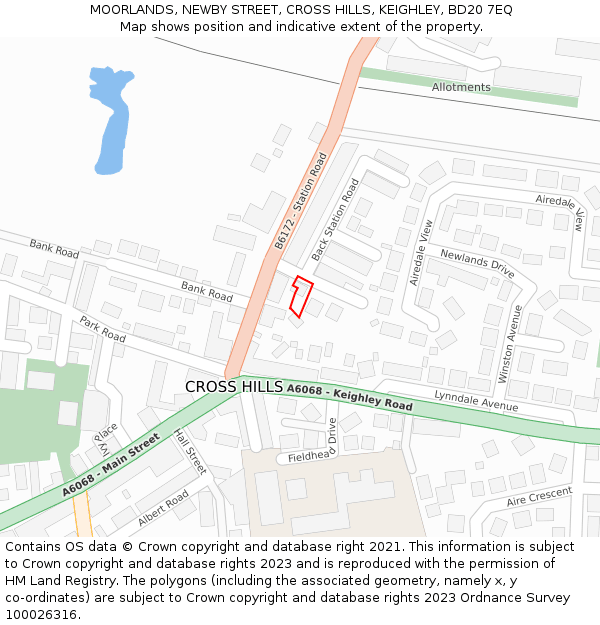 MOORLANDS, NEWBY STREET, CROSS HILLS, KEIGHLEY, BD20 7EQ: Location map and indicative extent of plot