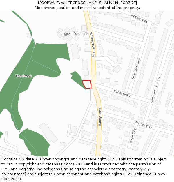 MOORVALE, WHITECROSS LANE, SHANKLIN, PO37 7EJ: Location map and indicative extent of plot