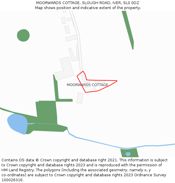 MOORWARDS COTTAGE, SLOUGH ROAD, IVER, SL0 0DZ: Location map and indicative extent of plot