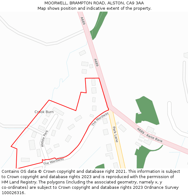 MOORWELL, BRAMPTON ROAD, ALSTON, CA9 3AA: Location map and indicative extent of plot