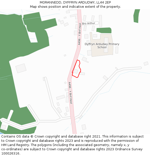 MORANNEDD, DYFFRYN ARDUDWY, LL44 2EP: Location map and indicative extent of plot