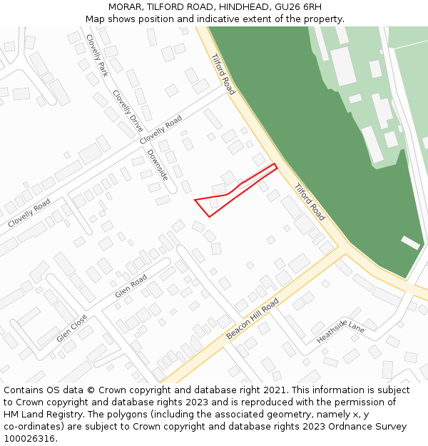 MORAR, TILFORD ROAD, HINDHEAD, GU26 6RH: Location map and indicative extent of plot