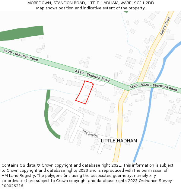 MOREDOWN, STANDON ROAD, LITTLE HADHAM, WARE, SG11 2DD: Location map and indicative extent of plot