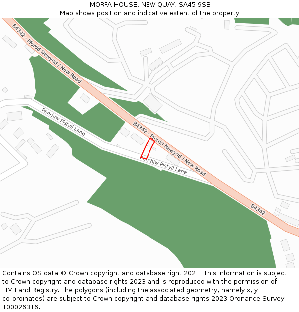 MORFA HOUSE, NEW QUAY, SA45 9SB: Location map and indicative extent of plot