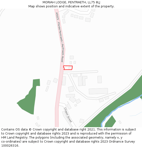 MORIAH LODGE, PENTRAETH, LL75 8LJ: Location map and indicative extent of plot