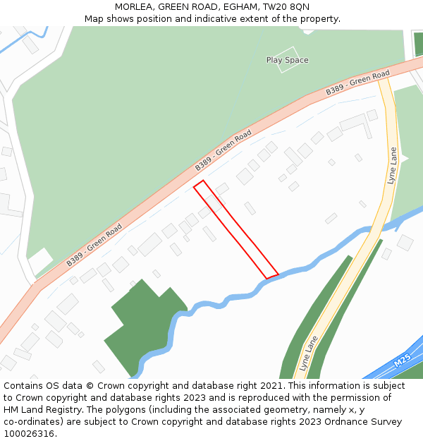MORLEA, GREEN ROAD, EGHAM, TW20 8QN: Location map and indicative extent of plot