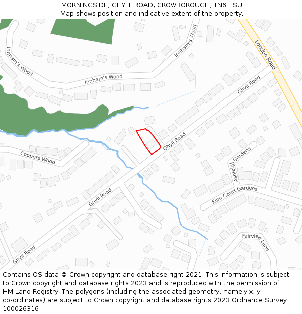 MORNINGSIDE, GHYLL ROAD, CROWBOROUGH, TN6 1SU: Location map and indicative extent of plot