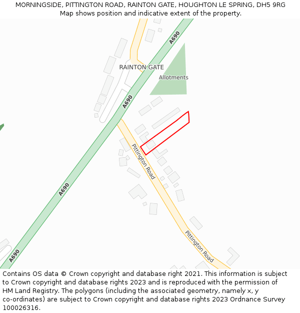 MORNINGSIDE, PITTINGTON ROAD, RAINTON GATE, HOUGHTON LE SPRING, DH5 9RG: Location map and indicative extent of plot