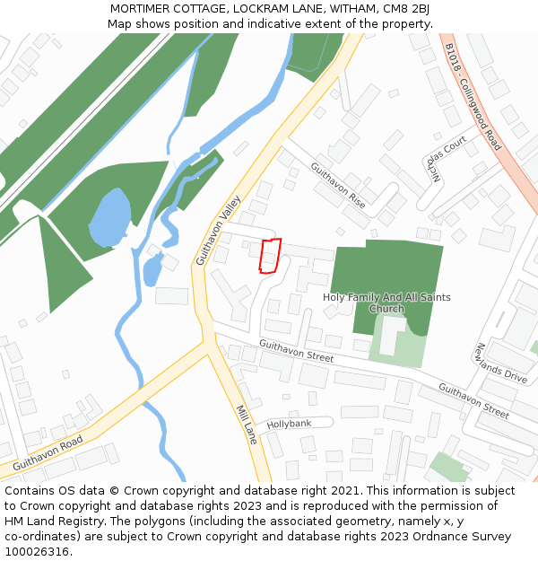 MORTIMER COTTAGE, LOCKRAM LANE, WITHAM, CM8 2BJ: Location map and indicative extent of plot