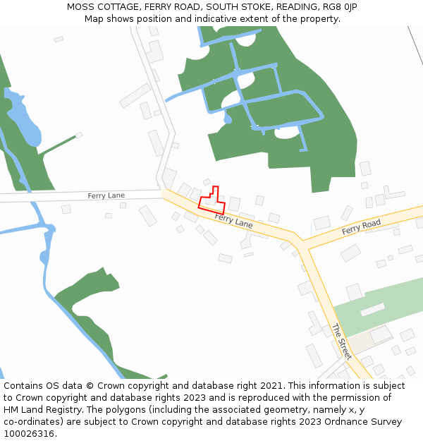 MOSS COTTAGE, FERRY ROAD, SOUTH STOKE, READING, RG8 0JP: Location map and indicative extent of plot