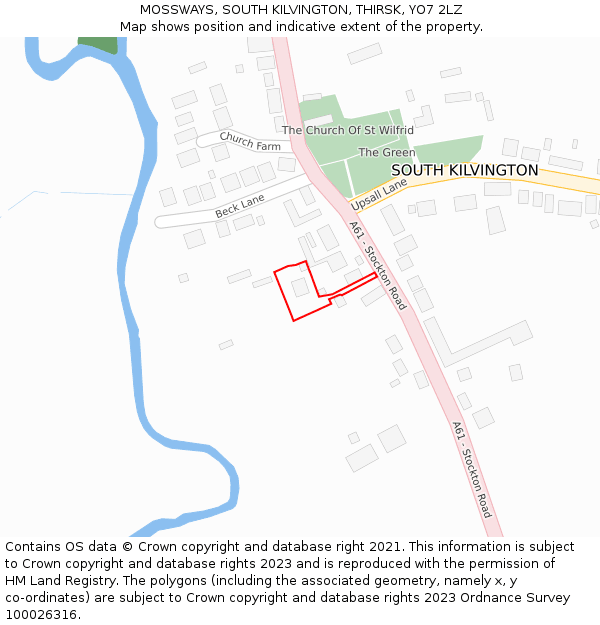 MOSSWAYS, SOUTH KILVINGTON, THIRSK, YO7 2LZ: Location map and indicative extent of plot