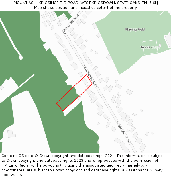 MOUNT ASH, KINGSINGFIELD ROAD, WEST KINGSDOWN, SEVENOAKS, TN15 6LJ: Location map and indicative extent of plot