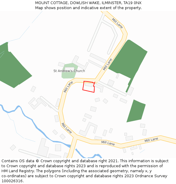 MOUNT COTTAGE, DOWLISH WAKE, ILMINSTER, TA19 0NX: Location map and indicative extent of plot