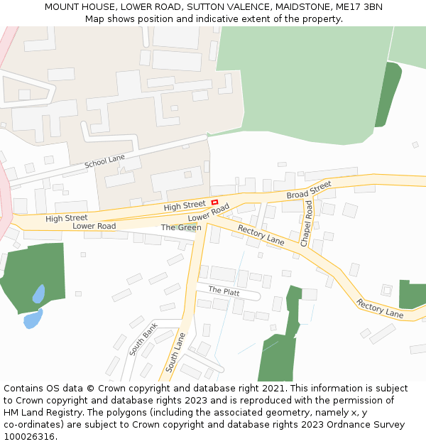 MOUNT HOUSE, LOWER ROAD, SUTTON VALENCE, MAIDSTONE, ME17 3BN: Location map and indicative extent of plot