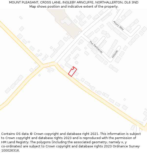 MOUNT PLEASANT, CROSS LANE, INGLEBY ARNCLIFFE, NORTHALLERTON, DL6 3ND: Location map and indicative extent of plot