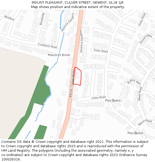 MOUNT PLEASANT, CULVER STREET, NEWENT, GL18 1JA: Location map and indicative extent of plot