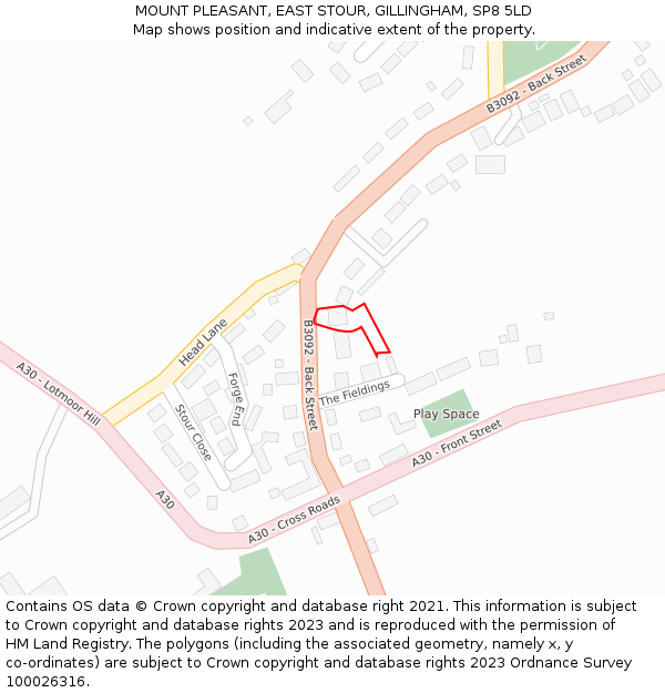 MOUNT PLEASANT, EAST STOUR, GILLINGHAM, SP8 5LD: Location map and indicative extent of plot