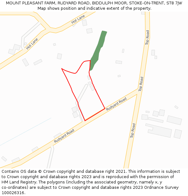 MOUNT PLEASANT FARM, RUDYARD ROAD, BIDDULPH MOOR, STOKE-ON-TRENT, ST8 7JW: Location map and indicative extent of plot