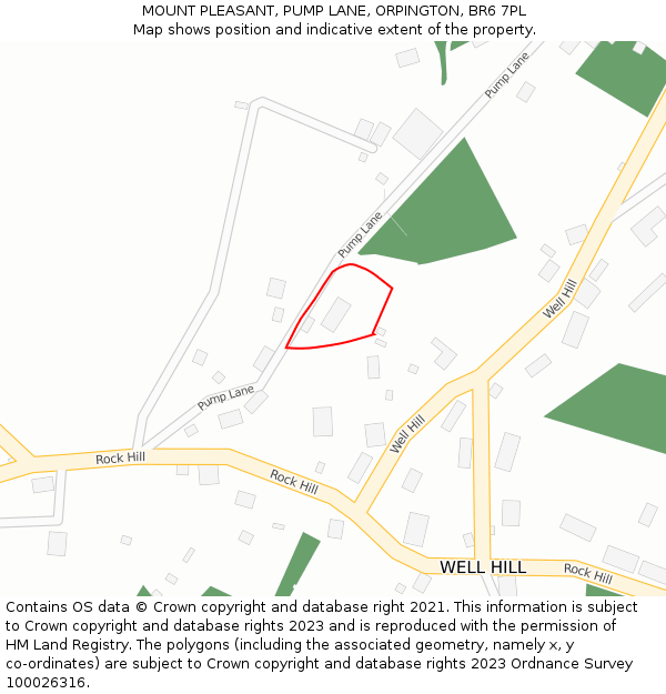 MOUNT PLEASANT, PUMP LANE, ORPINGTON, BR6 7PL: Location map and indicative extent of plot