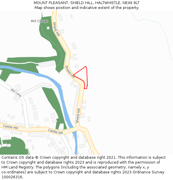 MOUNT PLEASANT, SHIELD HILL, HALTWHISTLE, NE49 9LT: Location map and indicative extent of plot