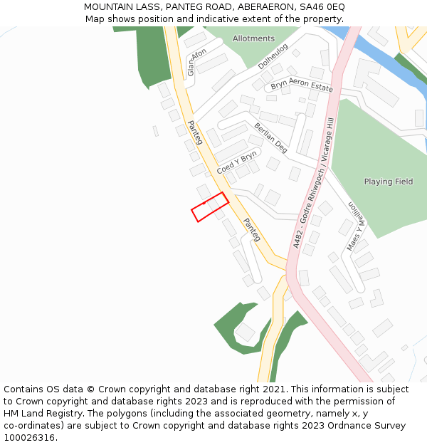 MOUNTAIN LASS, PANTEG ROAD, ABERAERON, SA46 0EQ: Location map and indicative extent of plot