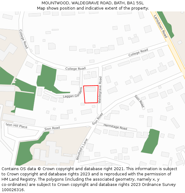 MOUNTWOOD, WALDEGRAVE ROAD, BATH, BA1 5SL: Location map and indicative extent of plot