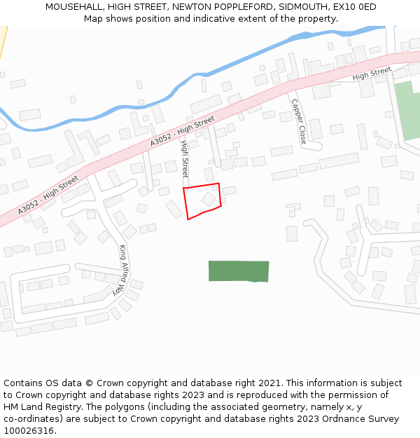MOUSEHALL, HIGH STREET, NEWTON POPPLEFORD, SIDMOUTH, EX10 0ED: Location map and indicative extent of plot