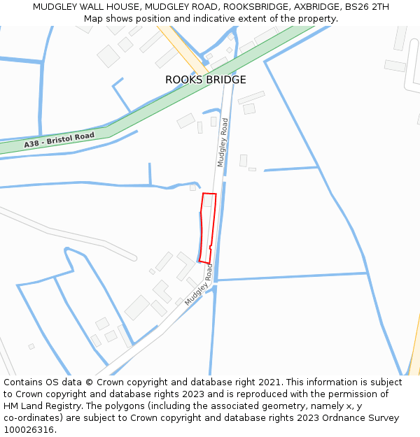 MUDGLEY WALL HOUSE, MUDGLEY ROAD, ROOKSBRIDGE, AXBRIDGE, BS26 2TH: Location map and indicative extent of plot