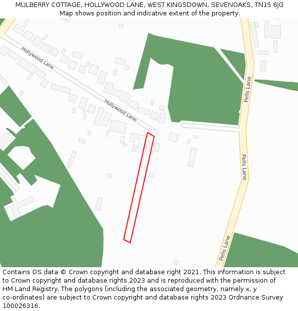 MULBERRY COTTAGE, HOLLYWOOD LANE, WEST KINGSDOWN, SEVENOAKS, TN15 6JG: Location map and indicative extent of plot